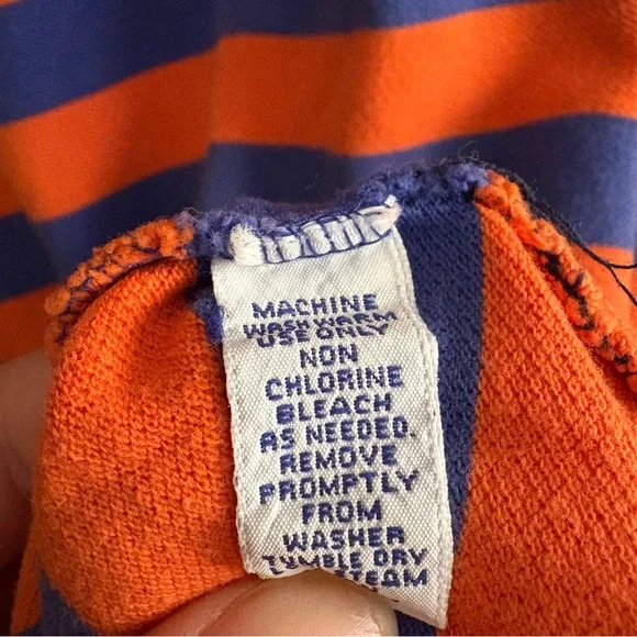Polo by Ralph Lauren Men's Orange and Blue Striped Polo Shirt Y2K Vintage Rugby - Picture 15 of 16